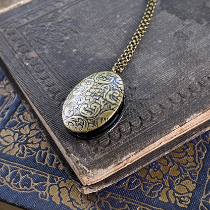 Floral Oval Locket Necklace