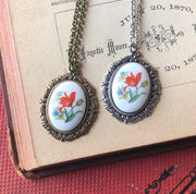 Vintage Flower Cameo Necklace