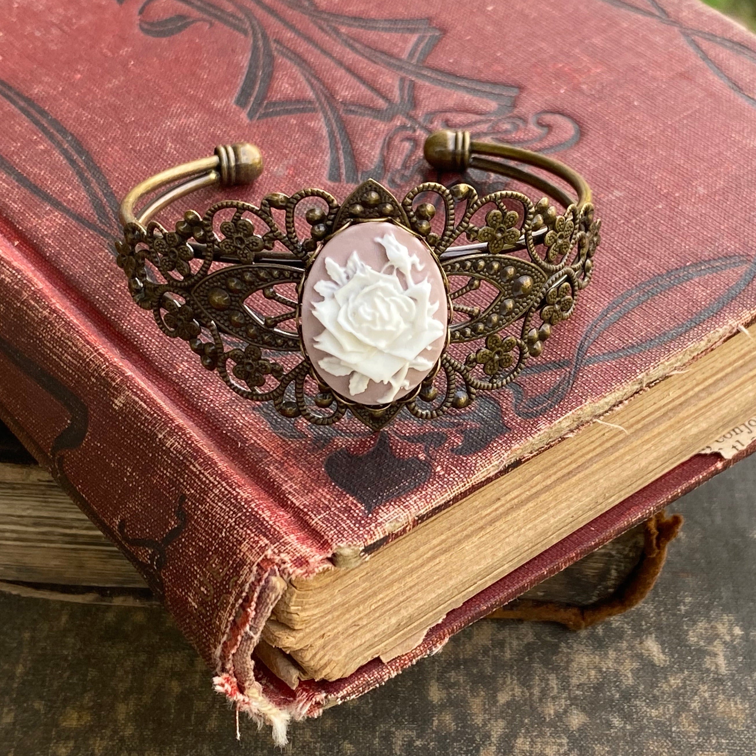 Rose Cameo Cuff Bracelet