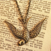 Swooping Bird Necklace - Brass, Silver or Patina