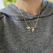 Twig Pendant Necklace in Antiqued Silver or Antiqued Brass