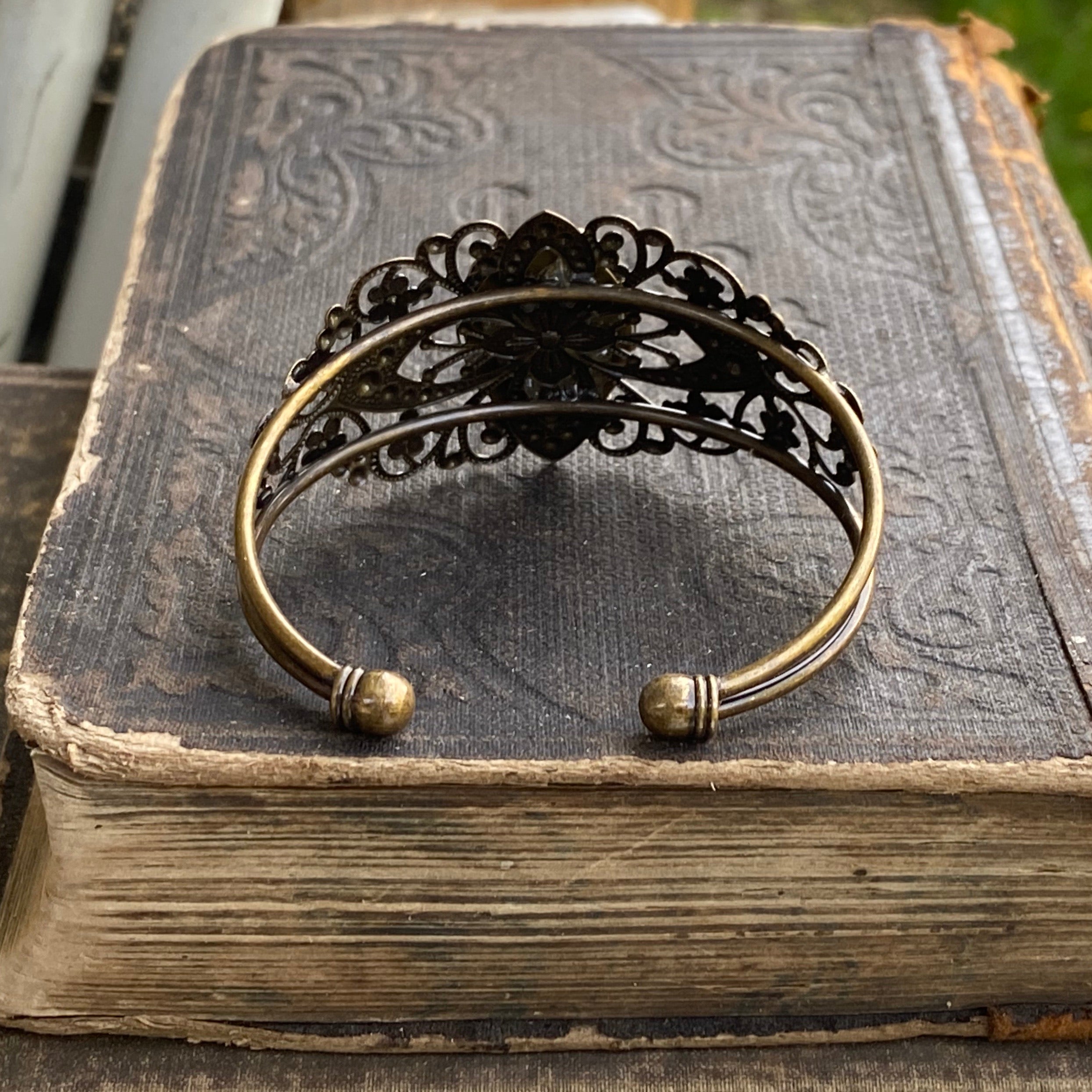 Cameo Cuff Bracelet- Honey Bee, Dragonfly or Flower and Adjustable