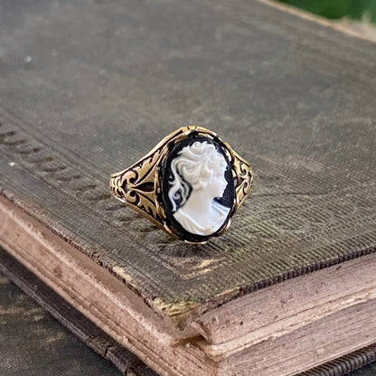 Brass Lady Cameo Ring