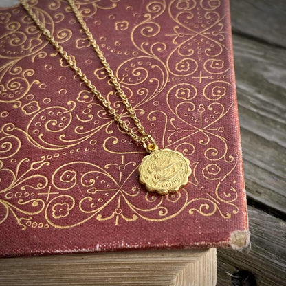 Gold or Silver Zodiac Charm Necklace - Aries Taurus Gemini Cancer Leo Virgo Libra Scorpio Sagittarius Capricorn Aquarius Pisces