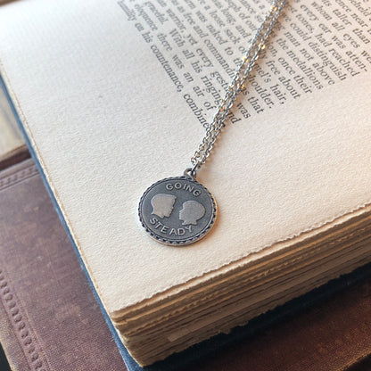 Going Steady Charm Necklace in Antiqued Silver or Brass