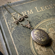Oval Filigree Locket with Dragonfly Chain