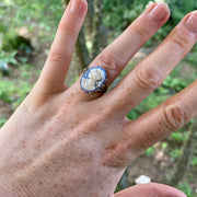 Blue Lady Cameo Ring in Antiqued Silver