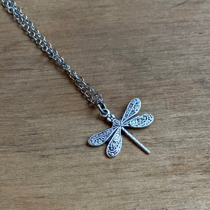 Tiny Victorian Dragonfly Necklace