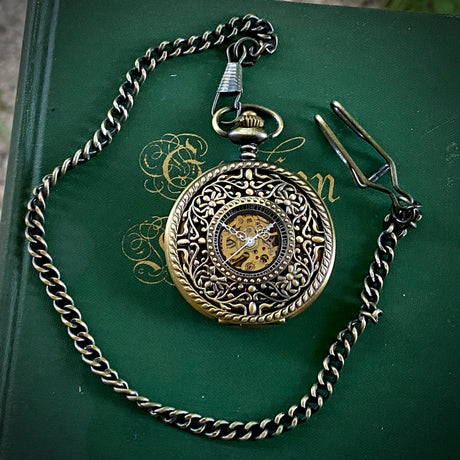 Head Gardener Brass Mechanical Pocket Watch on Fob or Necklace Chain