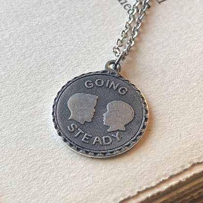 Going Steady Charm Necklace in Antiqued Brass or Silver