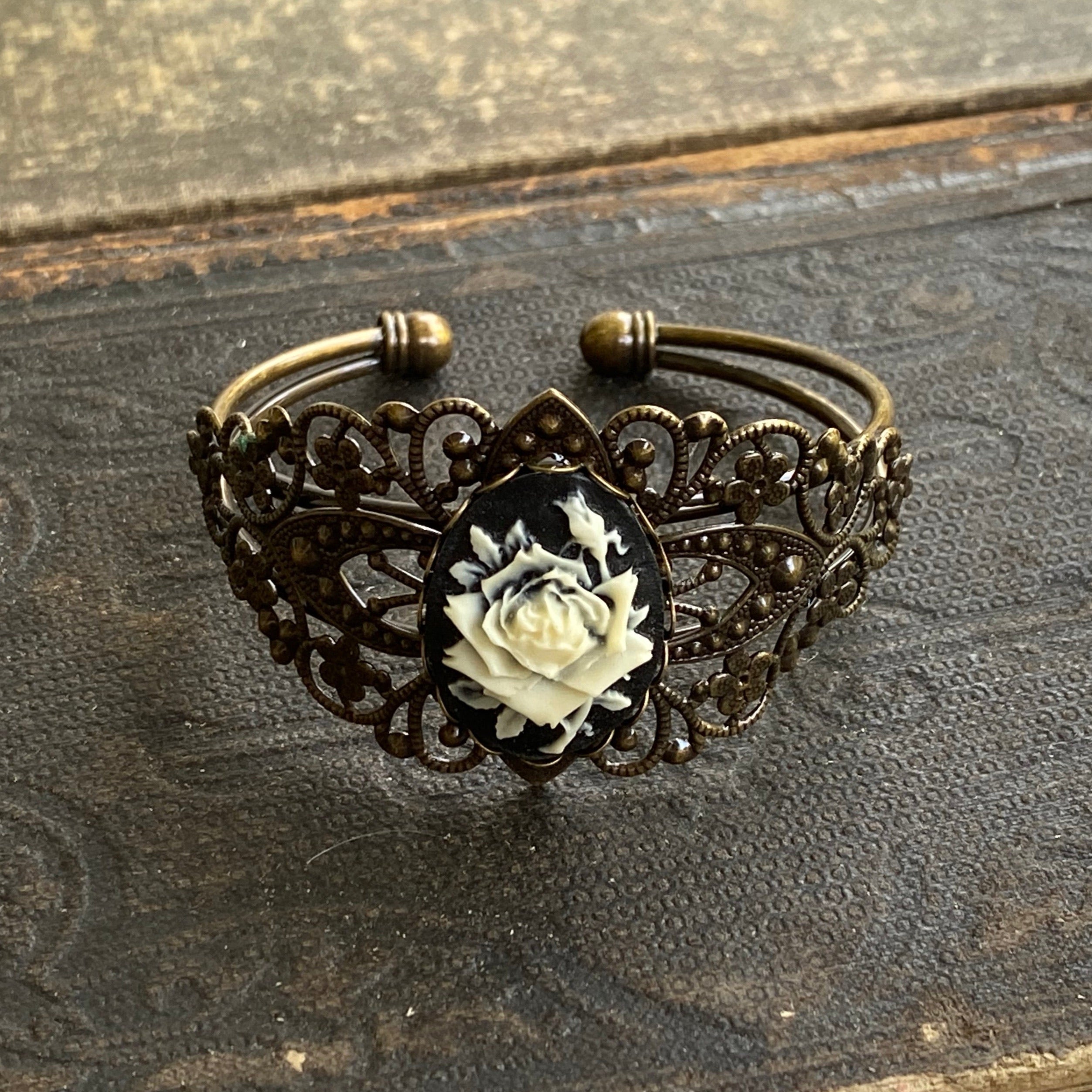 Rose Cameo Cuff Bracelet