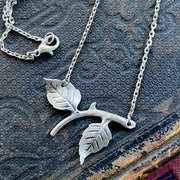 Twig Pendant Necklace in Antiqued Silver or Antiqued Brass