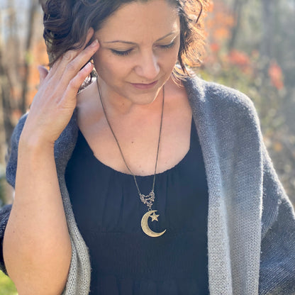 Crescent Moon and Star Pendant Necklace