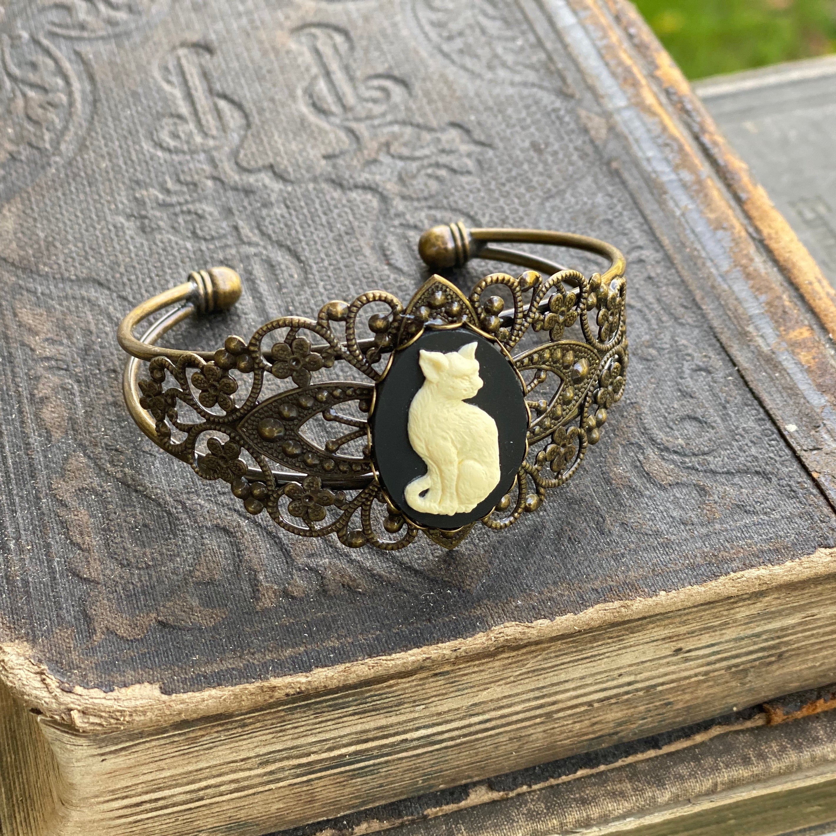 Cat Filigree Cuff Bracelet