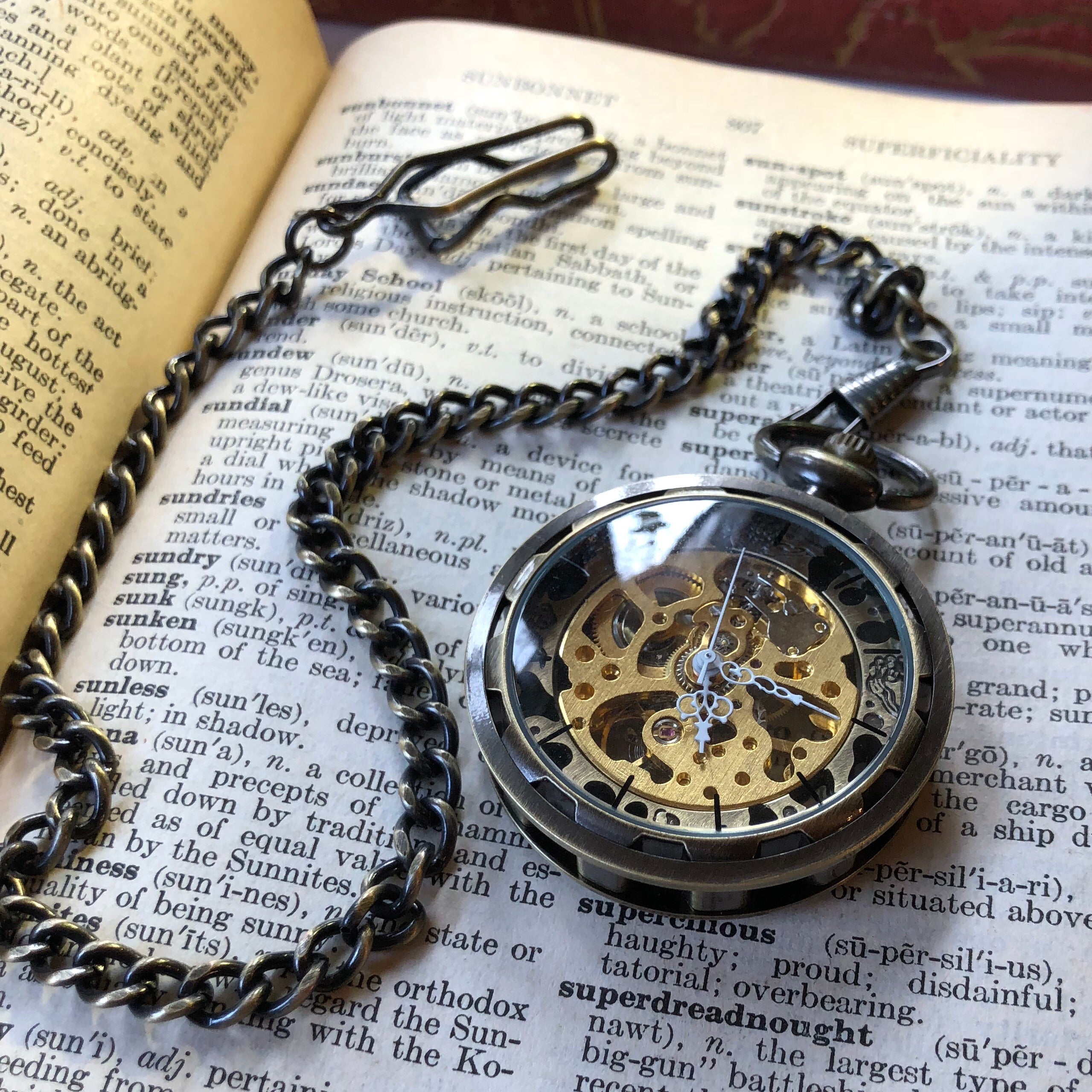 Silver Postmodern Mechanical Pocket Watch -on Fob or Necklace