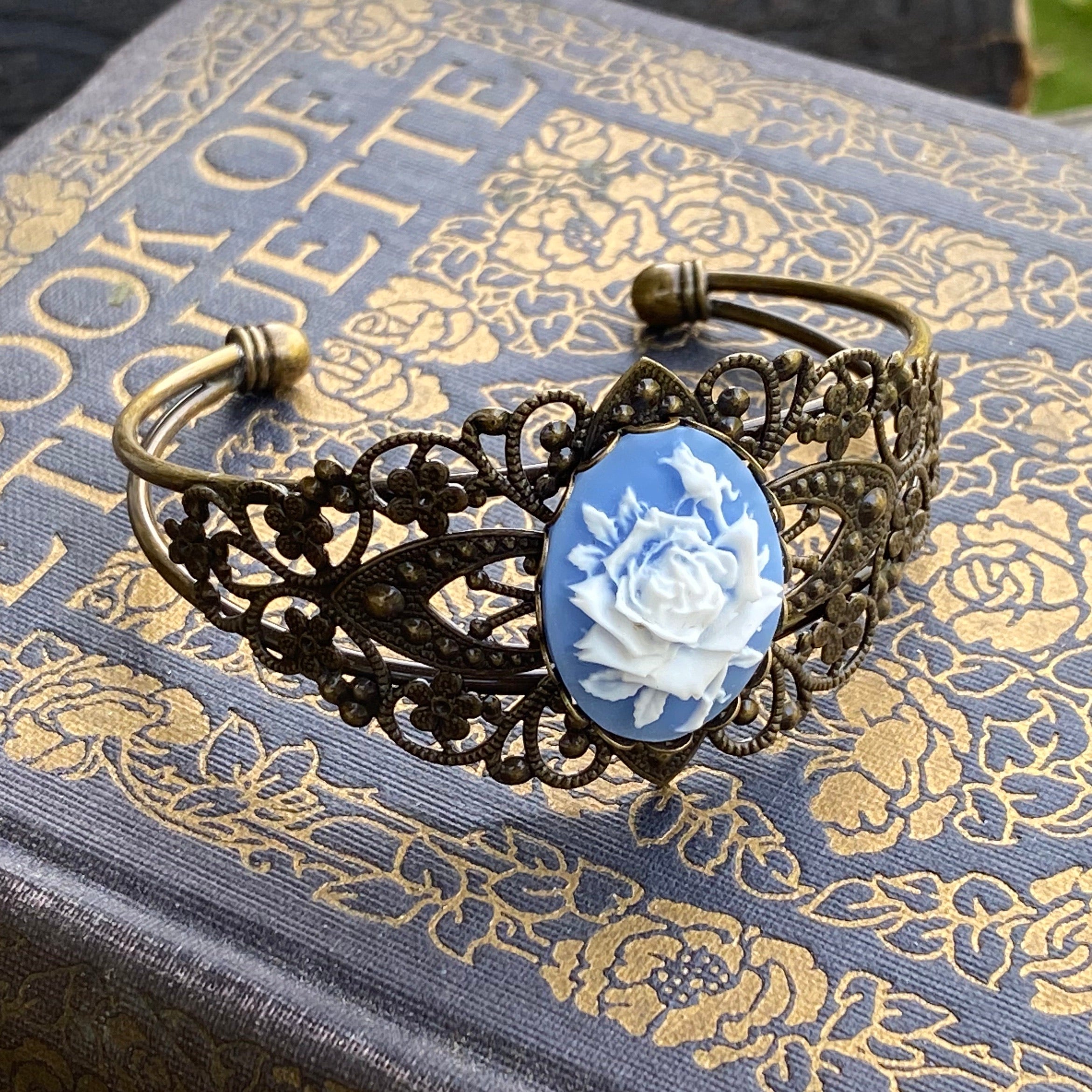 Rose Cameo Cuff Bracelet