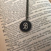 Initial Necklace- in Antiqued Brass or Silver