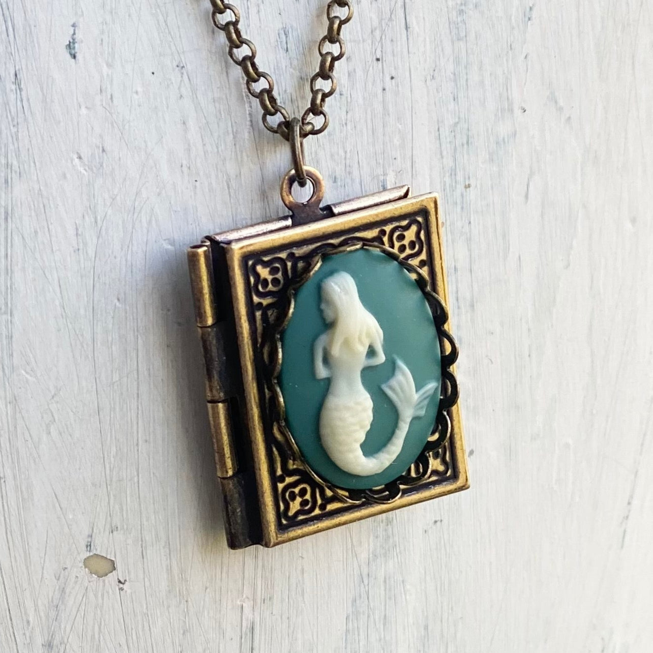 Mermaid Cameo Book Locket