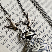 Brass Pocket Watch Necklace with Heart