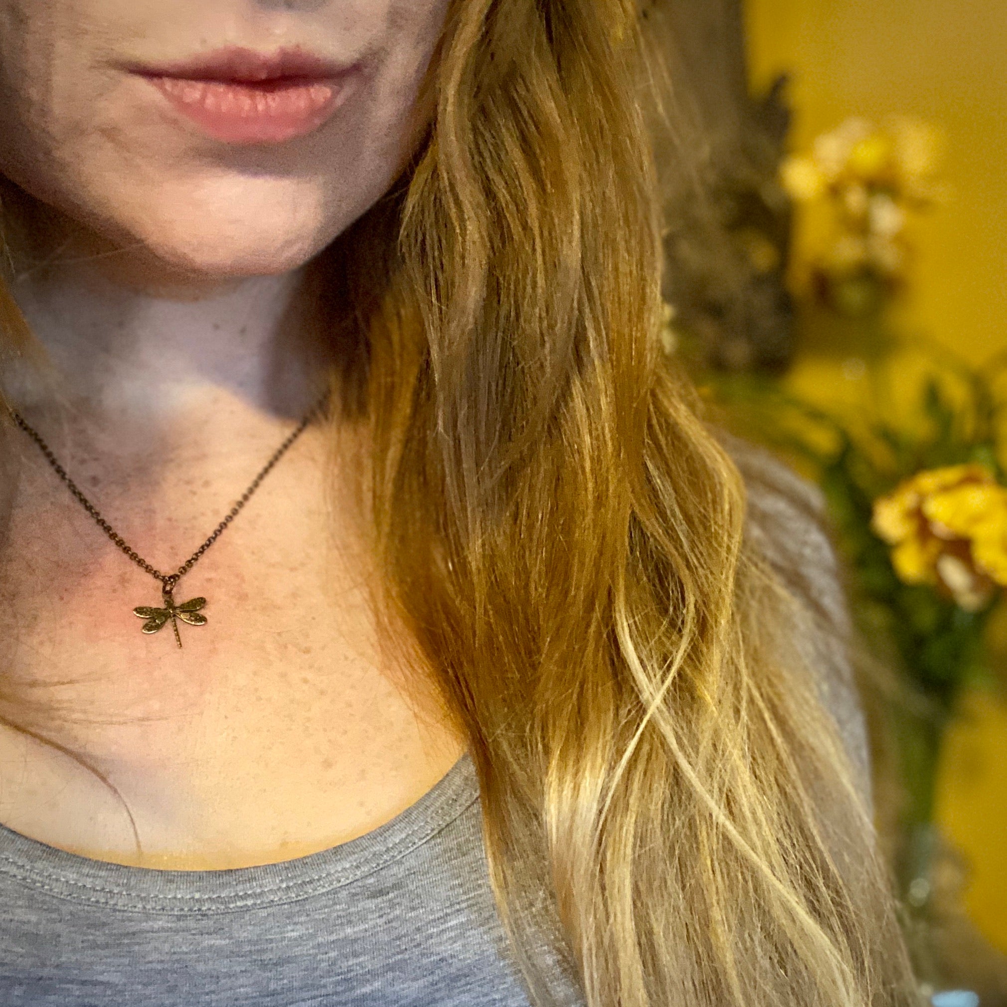 Tiny Victorian Dragonfly Necklace