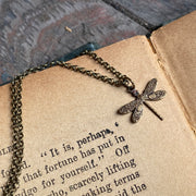 Tiny Victorian Dragonfly Necklace