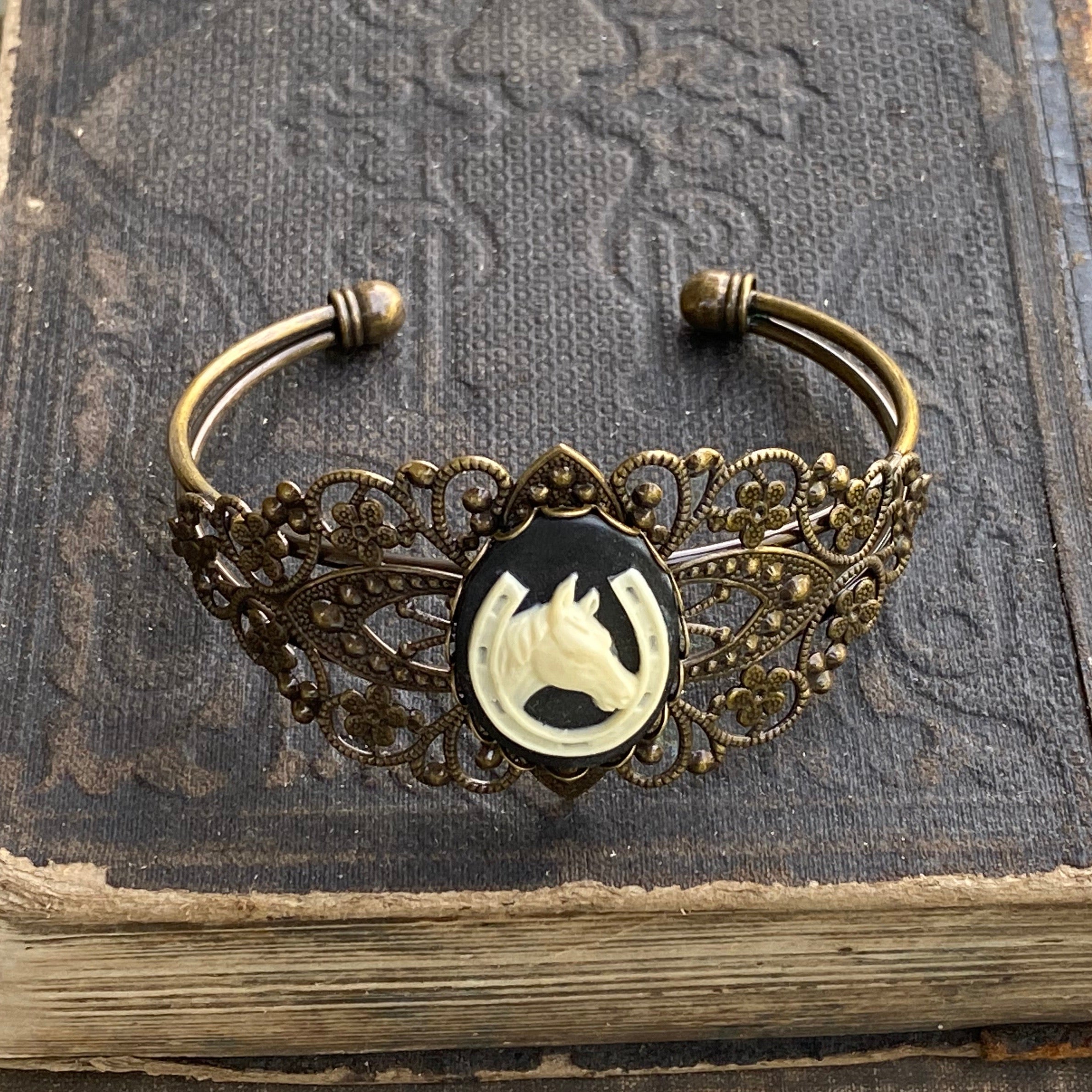 Horse Cameo Cuff Bracelet