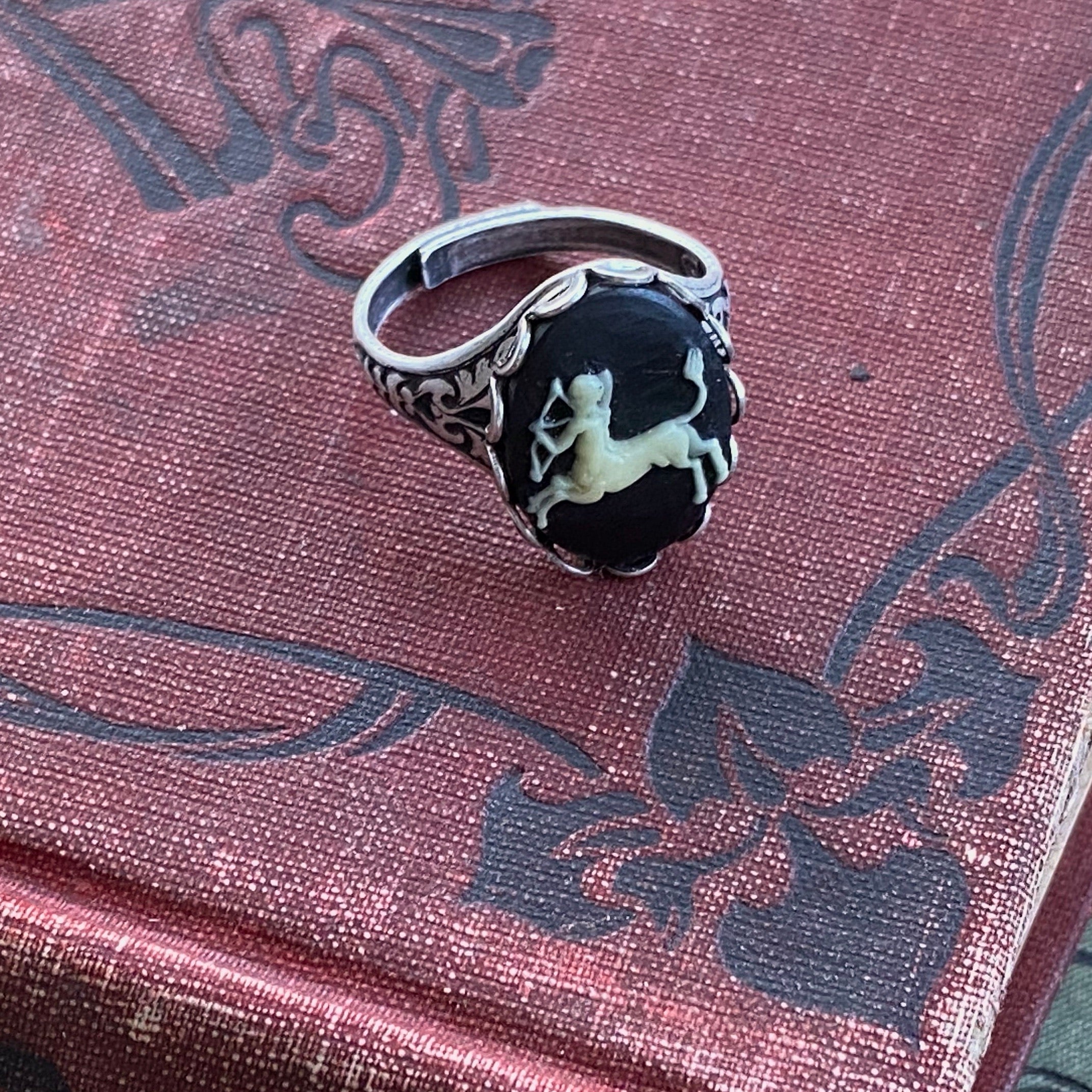 Vintage Zodiac Cameo Ring - Sagittarius