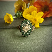 Single Rose Vintage Style Cameo Ring
